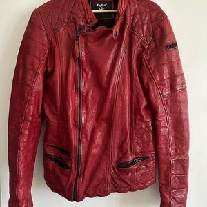 Tigha Leather Jacket red, Size S